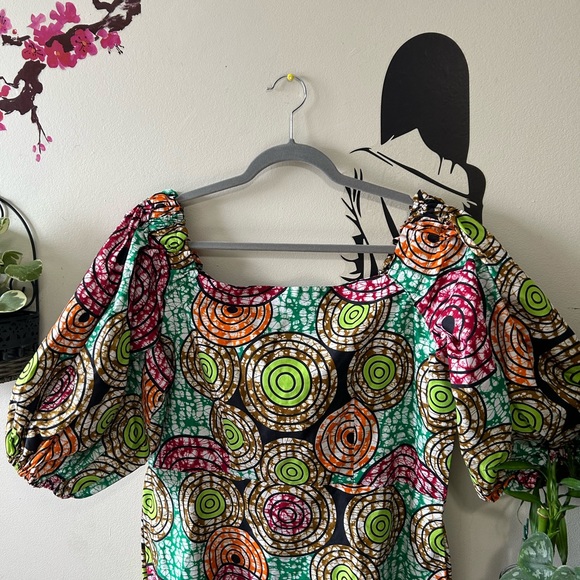 Colourful Ankara Puffy Sleeve Dress - Picture 7 of 16